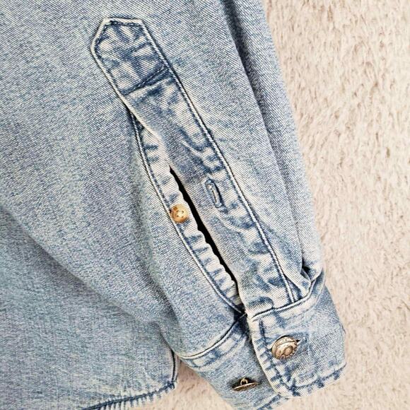 Orvis Shirt Size Large L Mens Button Down Long Sleeve Denim Fleece Lined - Picture 6 of 10